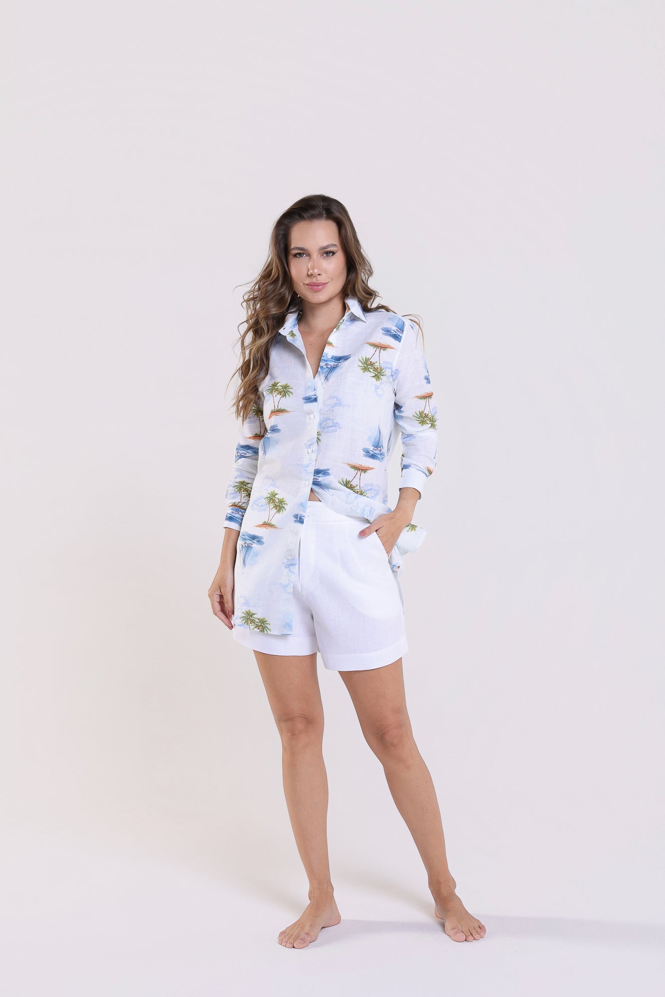 Camisa Tâmisa Longa Mediterrâneo