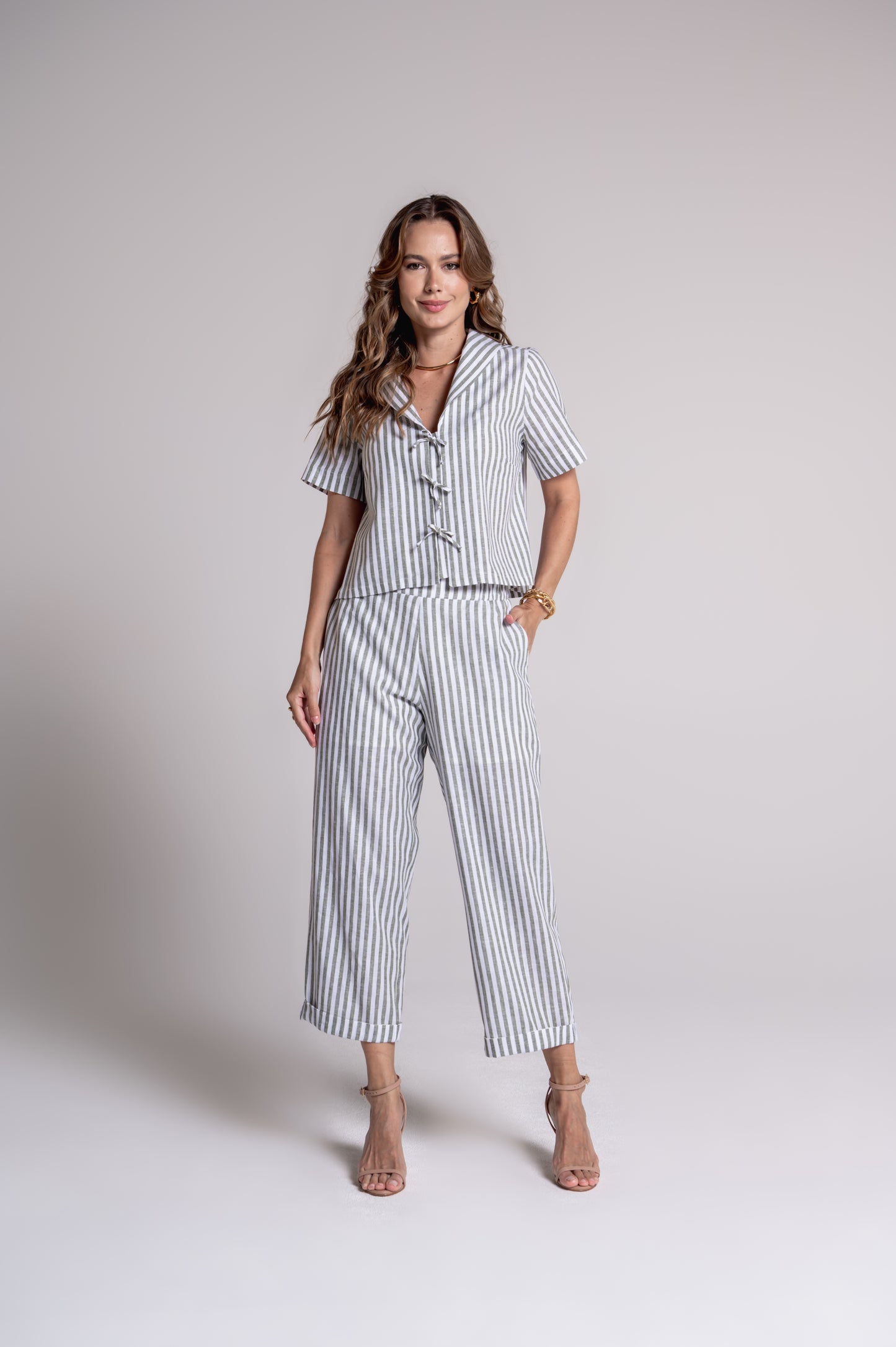 Blusa Flórida Listra Verde