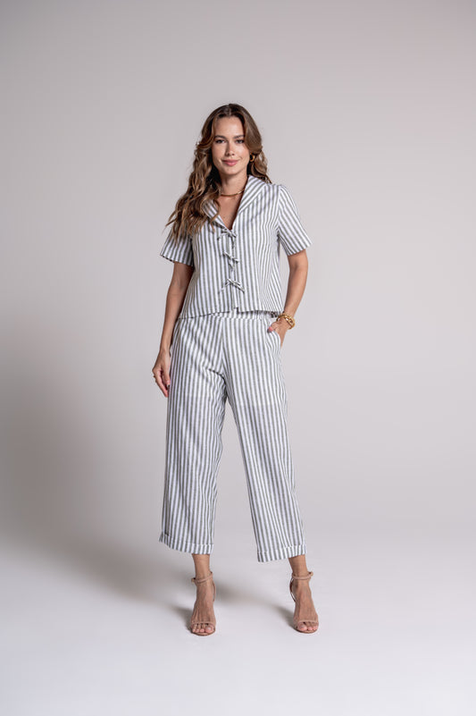 Blusa Flórida Listra Verde