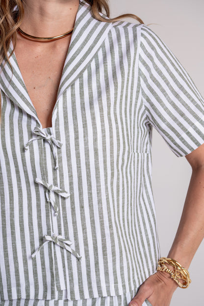 Blusa Flórida Listra Verde