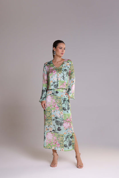 Conjunto Milazzo Seda Floral